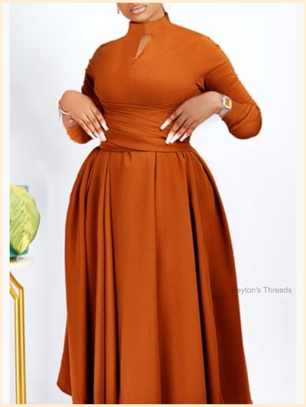 Plus Size Long Sleeve A Line Flowy Cocktail Maxi Dress Semi Formal - Picture 3 of 7